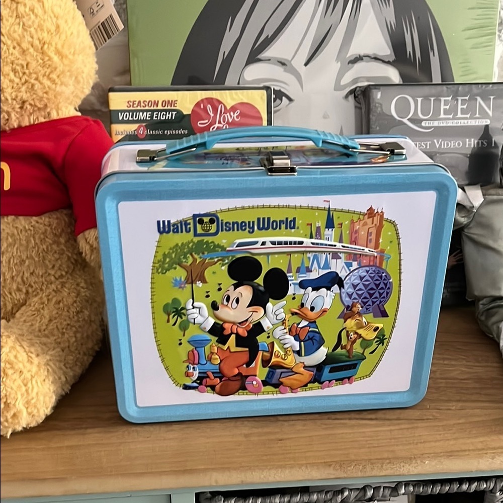Disney Blue Cartoon Character tin with pins! 
50 anniversary collection!